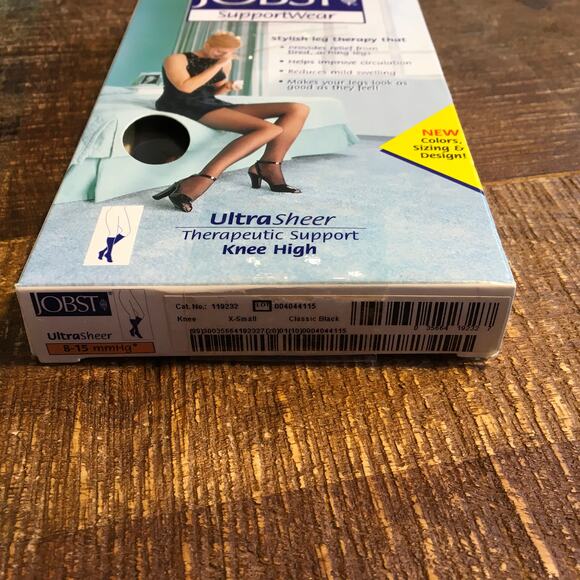 Jobst Black Compression Knee High Sock XS Classic Black 8-15 mmHg UltraSheer NEW - Picture 2 of 4